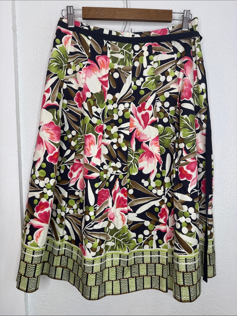 Talbots Botanical Skirt Size 6 wide pleats Coastal Grandma Tropical Resort 90s